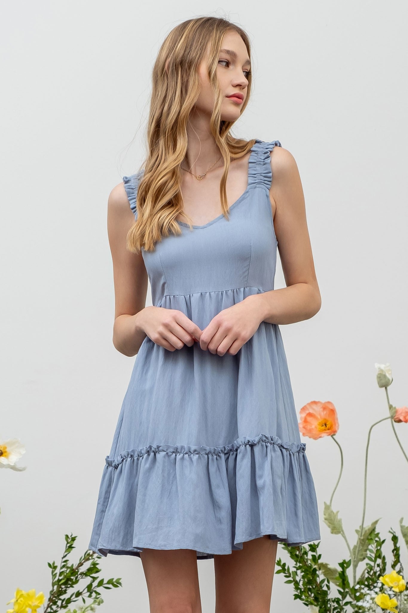 Lyla Ruffle V-Neck Mini Dress