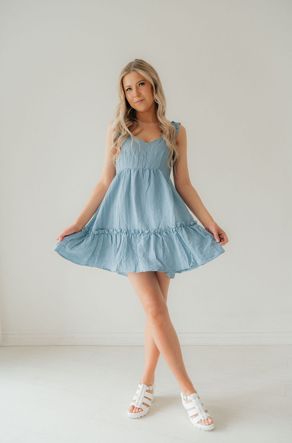 Lyla Ruffle V-Neck Mini Dress