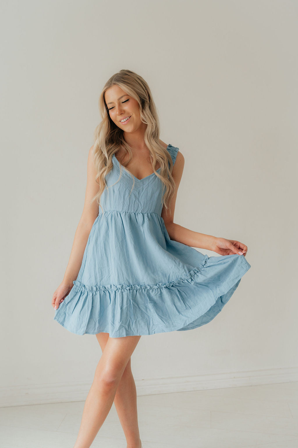 Lyla Ruffle V-Neck Mini Dress