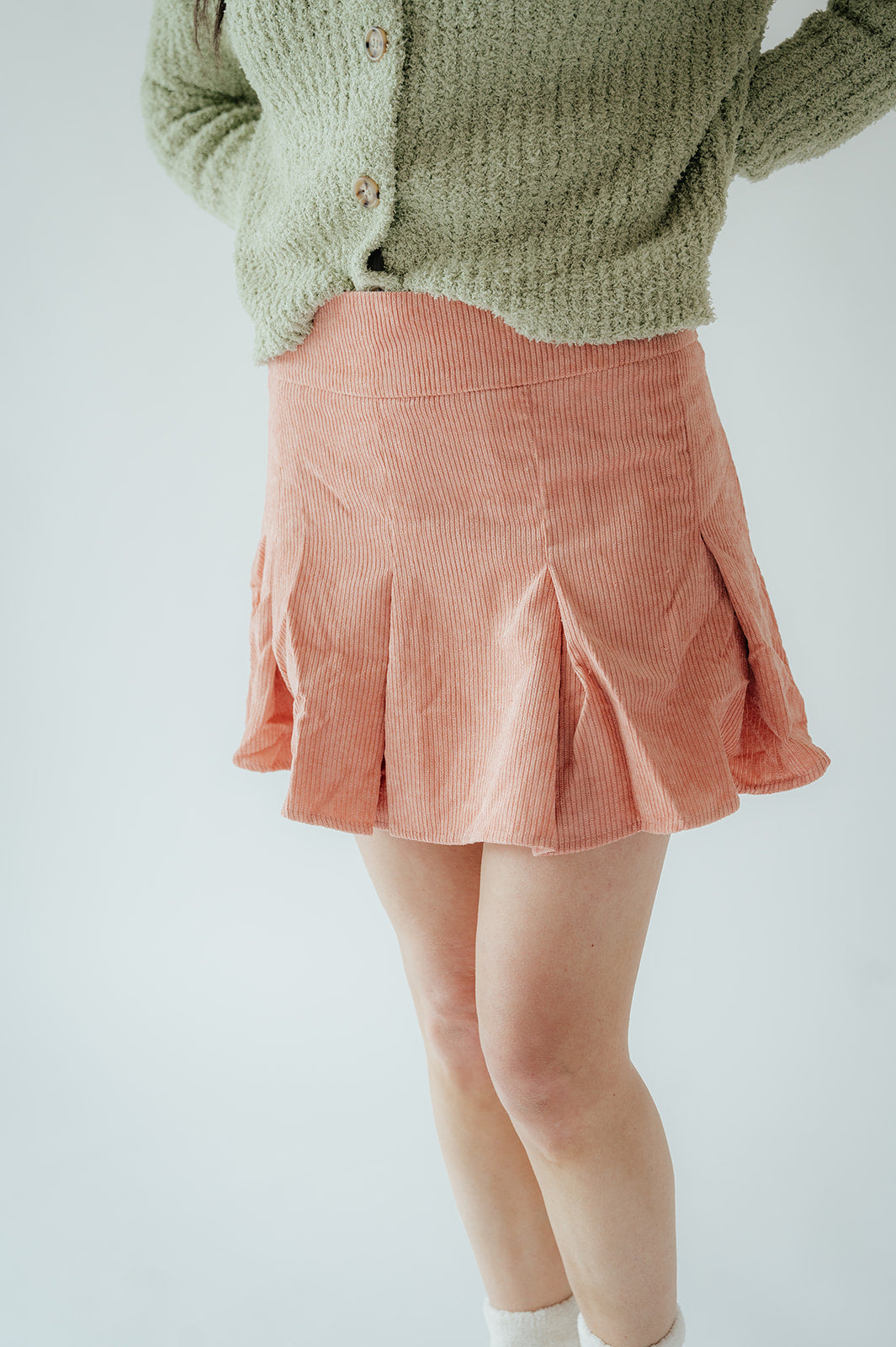 Peyton Pleated Cord Skirt